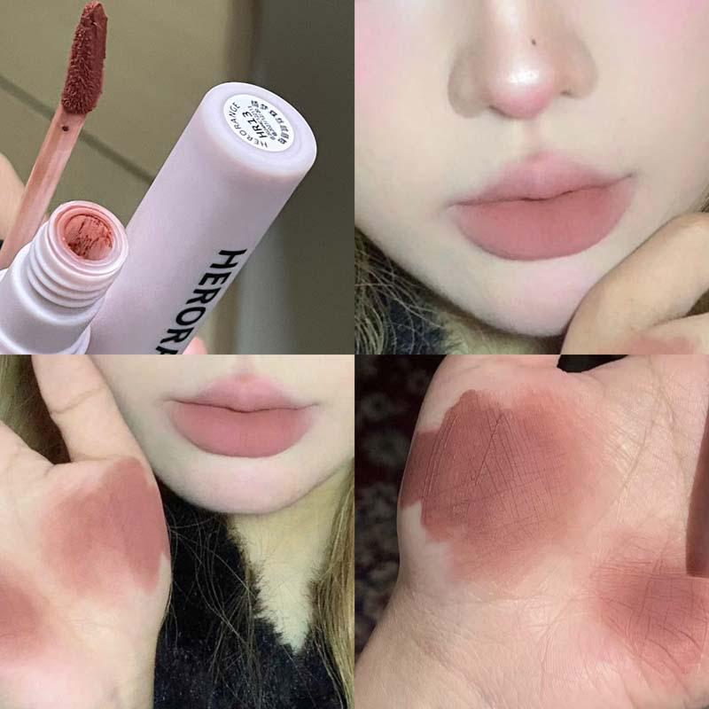 HERORANGE Dreamcatcher Velvet Lip Glaze: Matte Misty Nude, Non-Staining, Natural Makeup Look, Brightening Lipstick