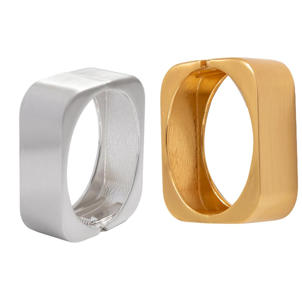 High Polish Geometric Bangle Bracelet Wide Square Cuff Jewelry Simple Square Wide Cuff Bangle For Women Comfort Fit