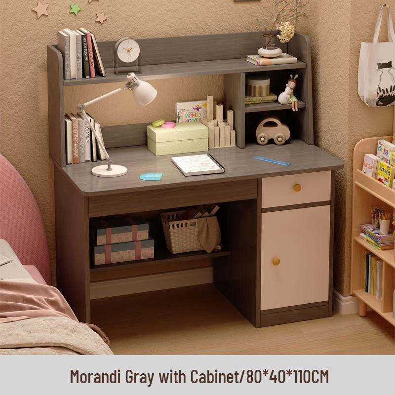 Primary School Students’ Desk & Chair Set with Integrated Bookshelf – Simple Study & Writing Computer Desk