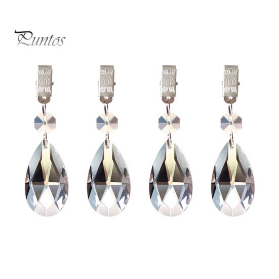 

4 шт., подвески для скатерти, металлический зажим в форме кристалла, стеклянная каплевидная блестящая подвеска-призма, украшение для дома A