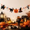 Halloween Banner Pumpkin Ghost Cat Hat Garland, Party Background Wall Hanging Decor, Holiday Themed Party Decoration Supplies
