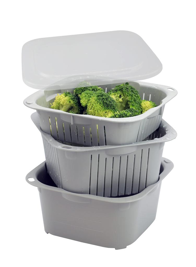 CB JAPAN Colander and Drainer Microwave and Dishwasher for Food by Atomico Set, Medium, Antibacterial, Safe, Preparation,