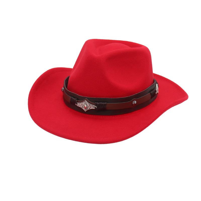 Western Cowboy Hat Dance Performance Jazz Hat Belt Accessories Felt Hat Studio Couple Hat