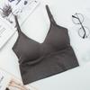 Women's Ribbed V-Neck Cami Top, Seamless U-Back Bralette with Built-in Bra