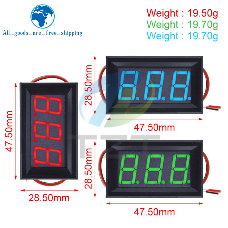Voltage Tester Module AC 70-500V 0.56 Inch Digital Voltage Meter Voltage Panel Meter Red/Blue/Green 2 Wire
