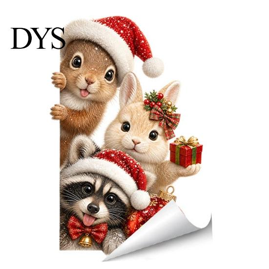 Waterproof Glass Decals Christmas Window Stickers, Static Cling Santa Claus Snowman Reindeer Decals, Easy Apply Stickers Holiday Clings for
