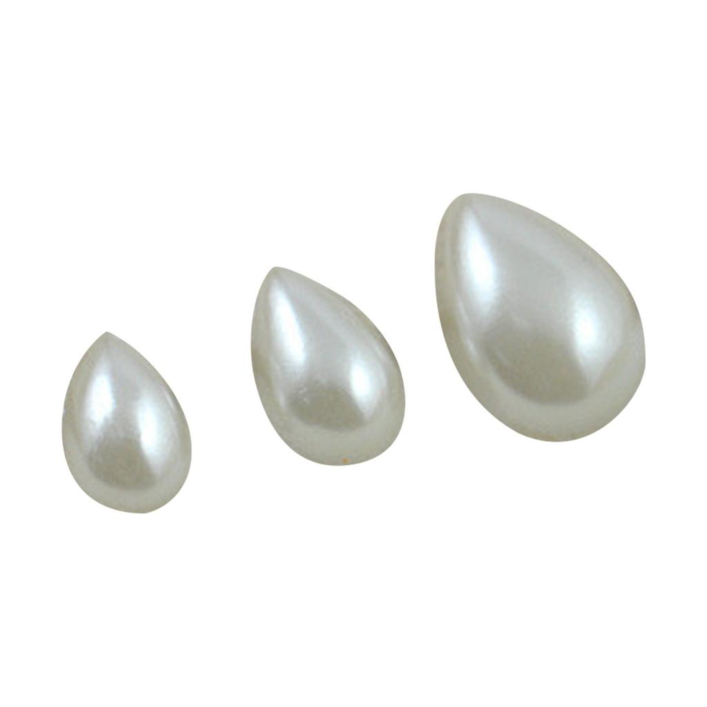 100Pcs Ivory Colour Drop Pearl Flatback Oval Rhinestone Beads Water Imitation DIY Pearls-scrapbooking