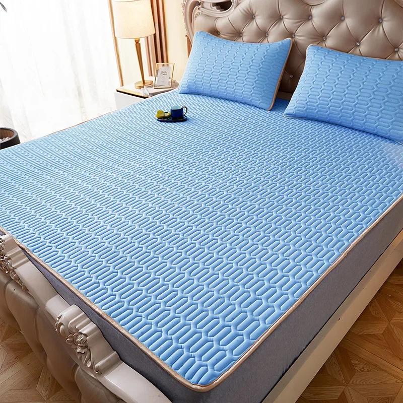 

Летний тонкий наматрасник, комплект постельного белья с наволочкой, простыня на подкладке, защитный коврик для кровати, коврик для спальной кровати, коврик для кровати с наволочкой 180x200cm +2XPillowcase