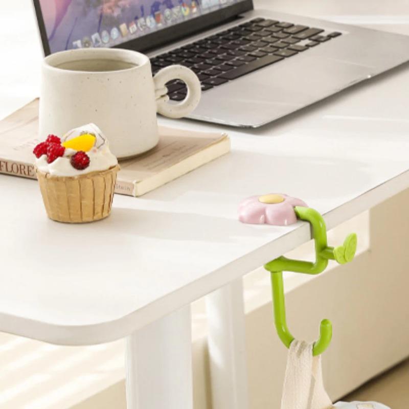 Flower Bag Hook No Drill Desk Hanger Portable Clamp for Table Edge Side Mount Organizer for Student School Classroom Desk