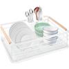 HASONA Dish Drainer, Dish Drying Rack, Horizontal Storage, Rust-Resistant, Wooden Handle, Large Capacity, Kitchen Storage, Dish Rack, Plate Stand, Cho