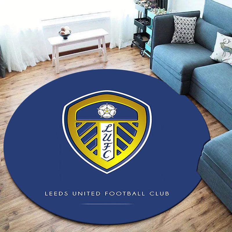 Leeds United Round Area Rug,Carpet Rug for Living Room Bedroom Sofa Playroom Decor,Non-slip Floor Mat