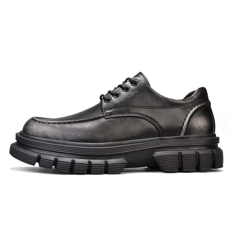 Fashion Men's Thick-soled Leather Shoes Lace Up Casual Shoes