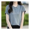 Navava Women Simple Rib Cap Sleeve Collar KniT T shirT Nk2212