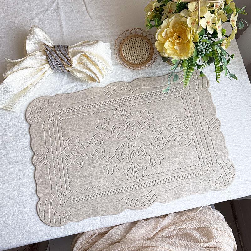 Retro European-Style Leather Placemat, Heat-Resistant, Waterproof & Oil-Proof Nordic Mat