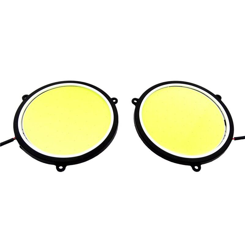 1 pereche de lumini de zi DRL pentru mașină, formă rotundă, cu LED alb, lumini rezistente la apă, 12 V DC 90 mm, lămpi de rulare