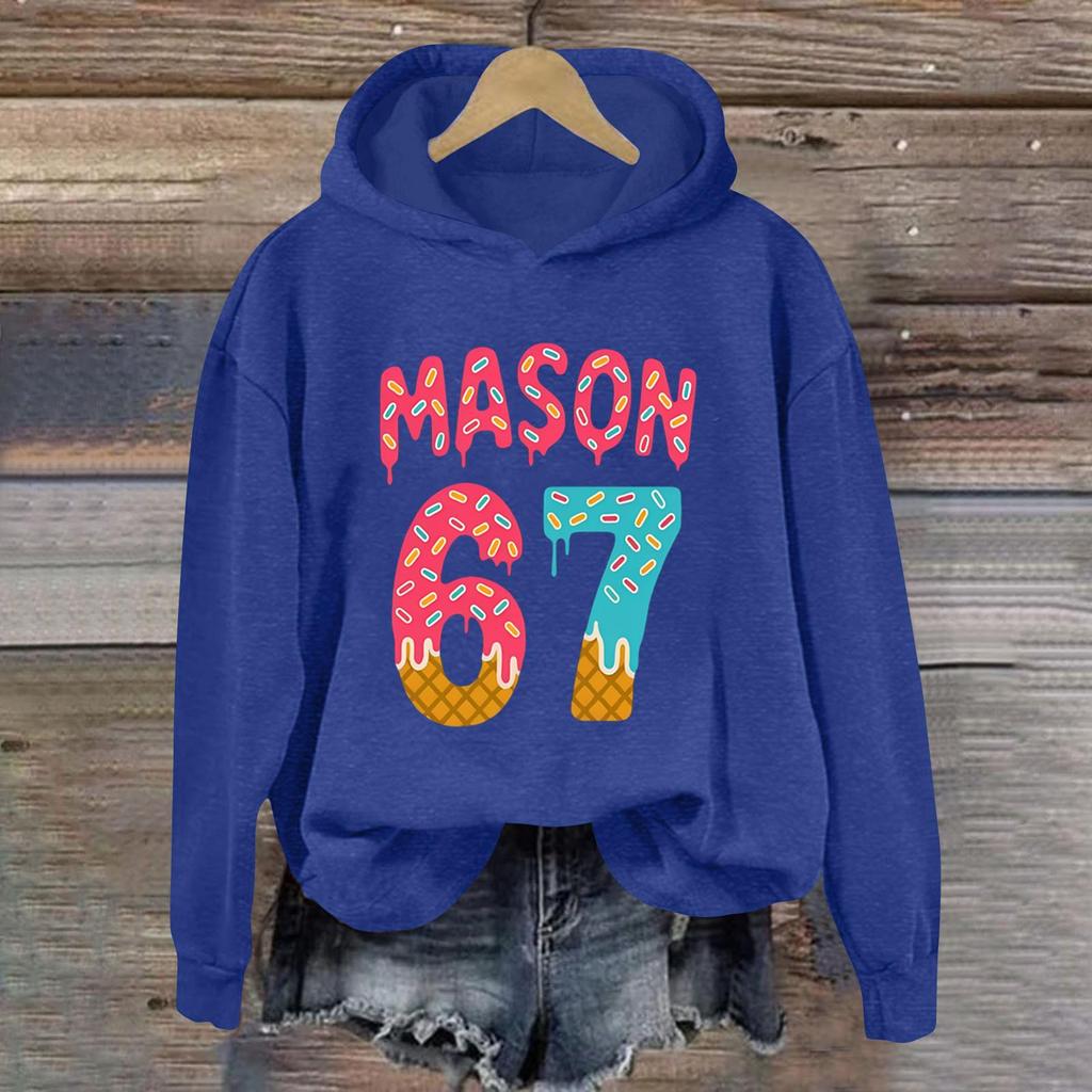 Women's Fashionable Casual Long-Sleeved Printed Hooded Sweatshirt