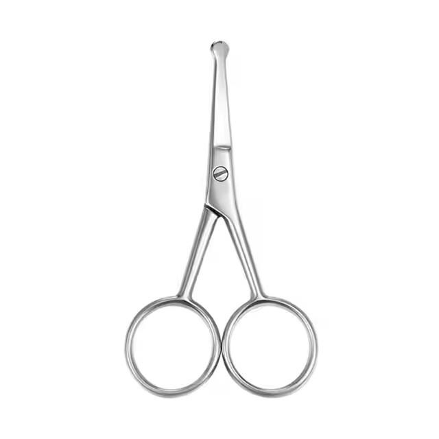 

1 шт. Премиальные маленькие ножницы из нержавеющей стали Многоцелевые с дизайном с круглой головкой для стрижки волос в носу, бровей и для ухода за красотой серебряный