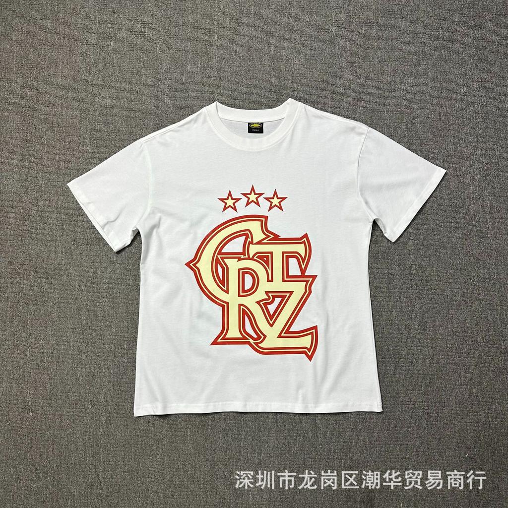 24SS Cross-border European and American Tide Brand Corteiz Alcatraz Star Yellow Letter Printing Short-sleeved T-shirt Men and Women Loose