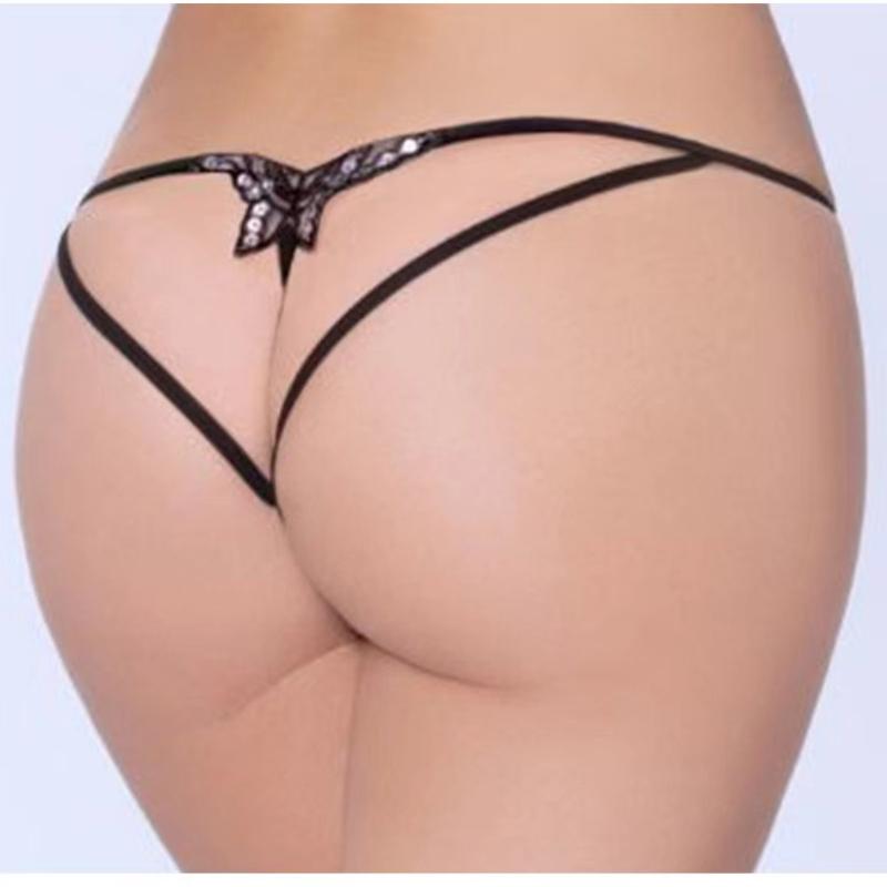 Sexy Dessous Damen Höschen Spitze Pailletten Stickerei Geöffneter Gabelung Slips Tanga Transparent T Hosen Unterwäsche Damen Pantys
