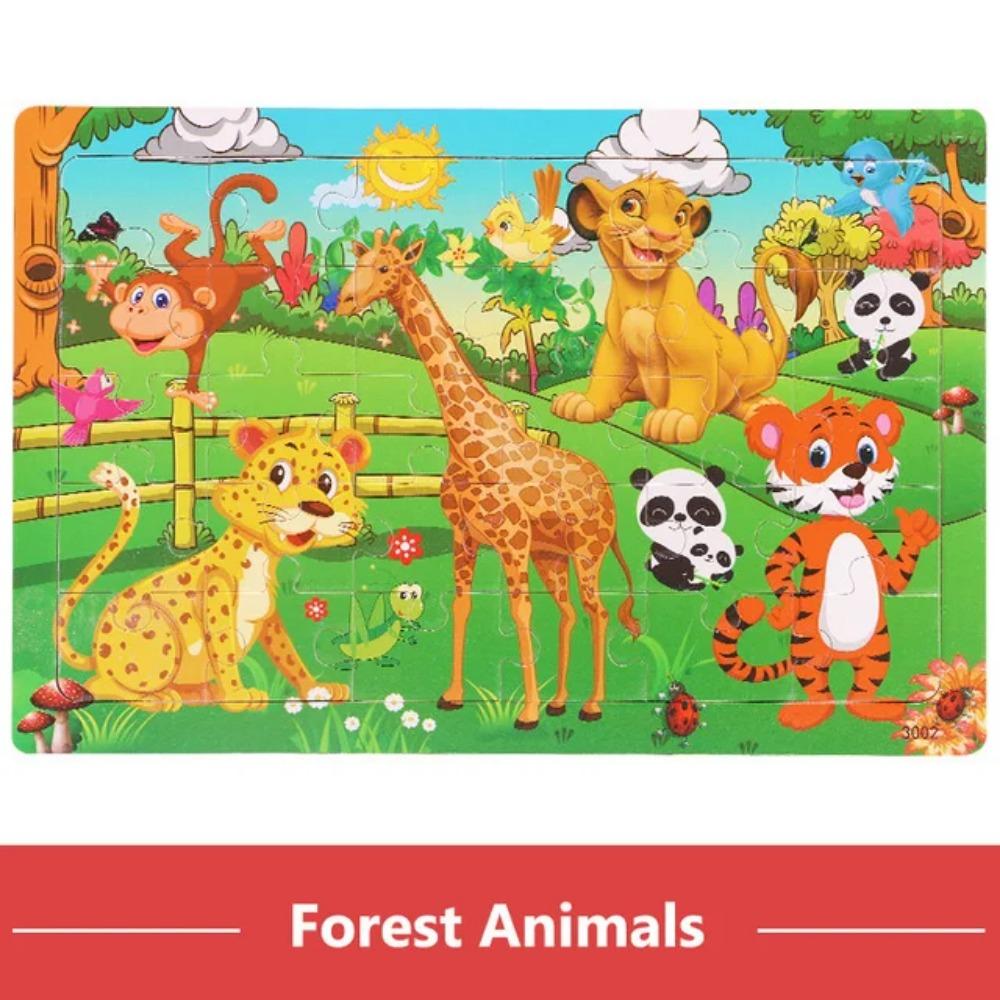 Puzzle 3D Montessori Economic 30 de piese Animal de Desene Animate Puzzle din Lemn Joc de Masă Jucării Educative Pentru Copii Cadouri
