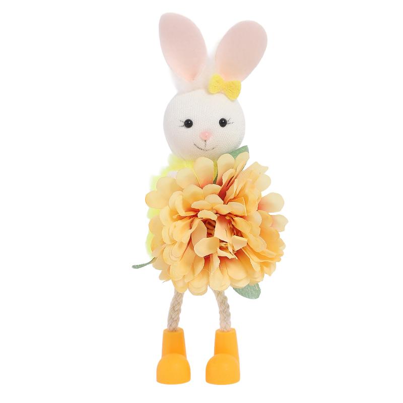 Easter Bunny Decor Cute Rabbit With Flower Hanging Ornaments For Tabletop Mantel Holiday Home Party Table Decorations Gift