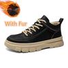 Fashion Casual Leather Winter Boots Men's Sneakers Warm Fur Male Ankle Boots High Top Casual Shoes New Arrival Men Outdoor Basic Botas