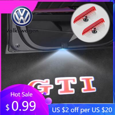 2026 Hot For Volkswagen VW 2Pcs LED Car Door Logo Projector Light Courtesy Welcome Lamp for Golf 5 6 7 GTI GTD GTE Logo Tiguan A