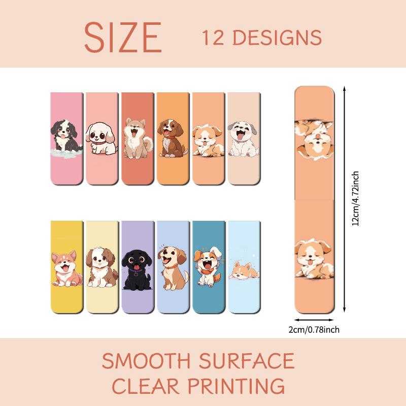 12 Pcs Style Magnetic Bookmarks with Various Patterns Magnetic Reading Bookmarks  Page Clipping Marker