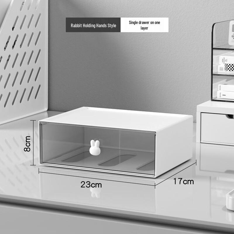 Stackable Transparent Desktop Drawer Organizer - Rabbit Handle