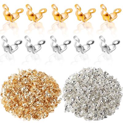 96 Pezzi/Lotto Perline a Crimpare Coprinodo per Cordoncino Cappucci Terminali Connettori Chiusure per Forniture per Creazione Gioielli Fai da Te Bracciale Collana