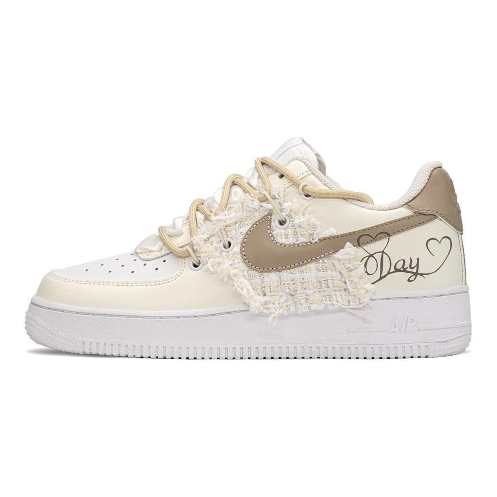 Nike Air Force 1 Height Increasing Height Increasing Low Top Skateboard Shoes GS Beige Brown DH2920-111(TeamA-)