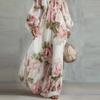 European & American 2026 Fashion Print One-Shoulder Lantern Sleeve Elegant Dress