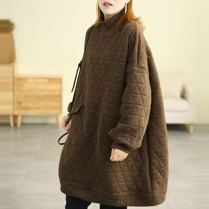 

Женское платье большого размера, зимнее, иностранного стиля, хлопковая одежда, утолщенная, стеганая одежда, свитер, женская юбка, платье, женская осень и зима average size [100-100 kg] верблюд