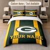 Custom Bedding Set Green Bay Packers Pattern, Print Name Text 1 Duvet Cover Plus 2 Pillowcases Home Textile