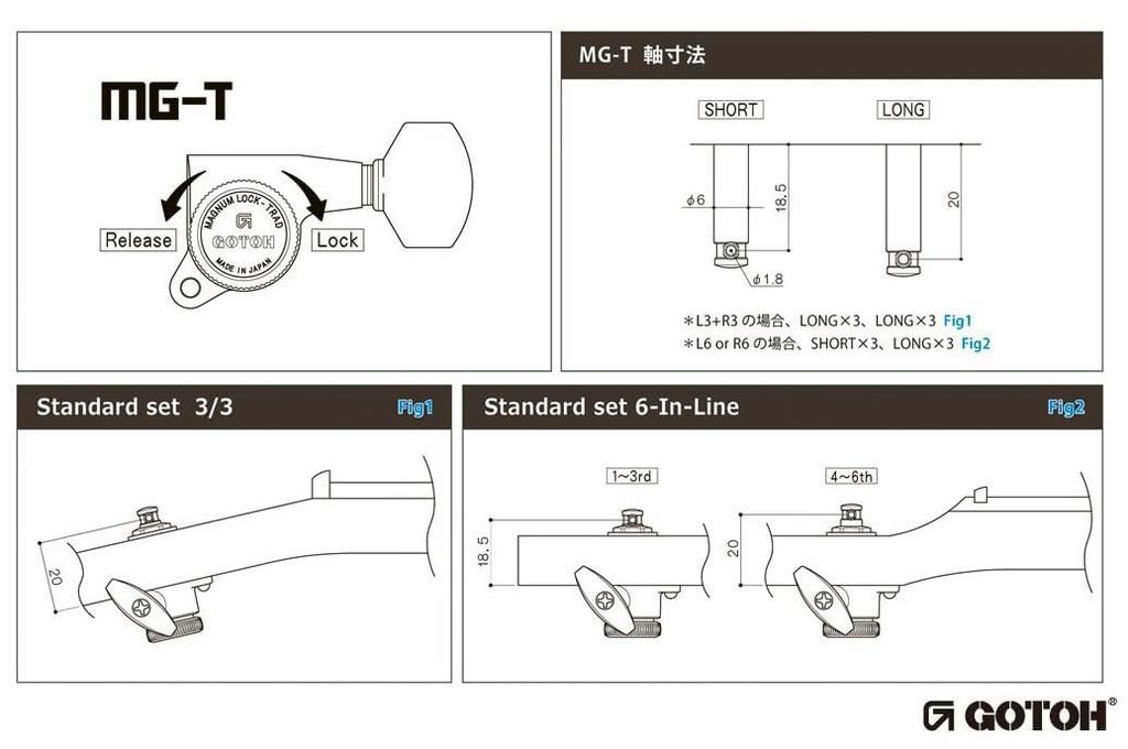 GOTOH Guitar Peg Chrome SG301-MG-T-01-L3R3-C 05202CYTX/D
