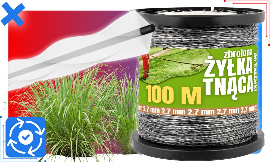 Reinforced Cutting Line for Trimmer Heads, Brushcutters, Grass Trimmers, Strong 2.7mm 100m