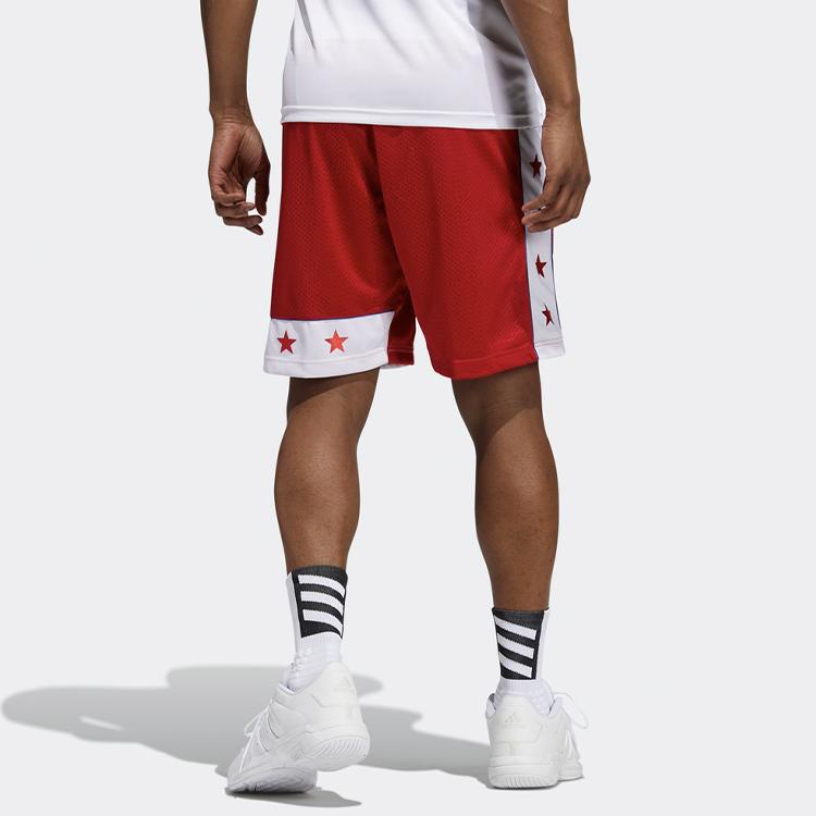 Adidas Retro Patchwork Print Basketball Shorts Men Bottoms Red GQ4115