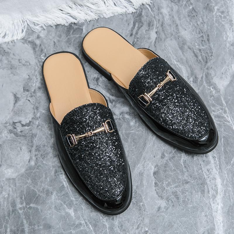 

Fashion Luxury Designer Brand Mens Sandals Slippers Summer Casual Loafers Winter Leather Half Shoes Mules Male Black Slides for Men 2025 38