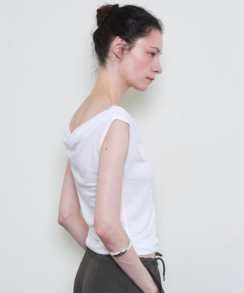 NUBELEU Jersey Draped Top Ivory