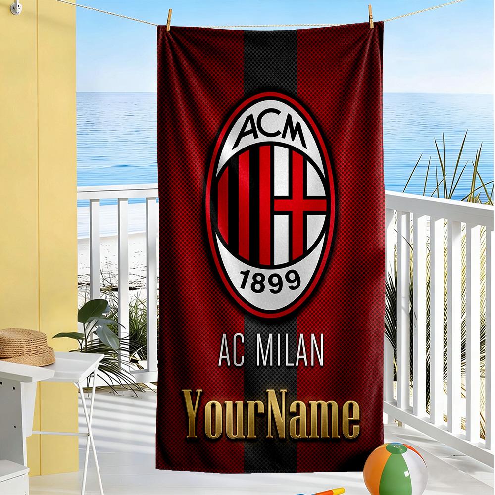 Ac Milan Customizable Name Beach Towel Soft Durable Quick-Dry Portable for SwimmingBeachCamping Travel Beach AccessoriesGym