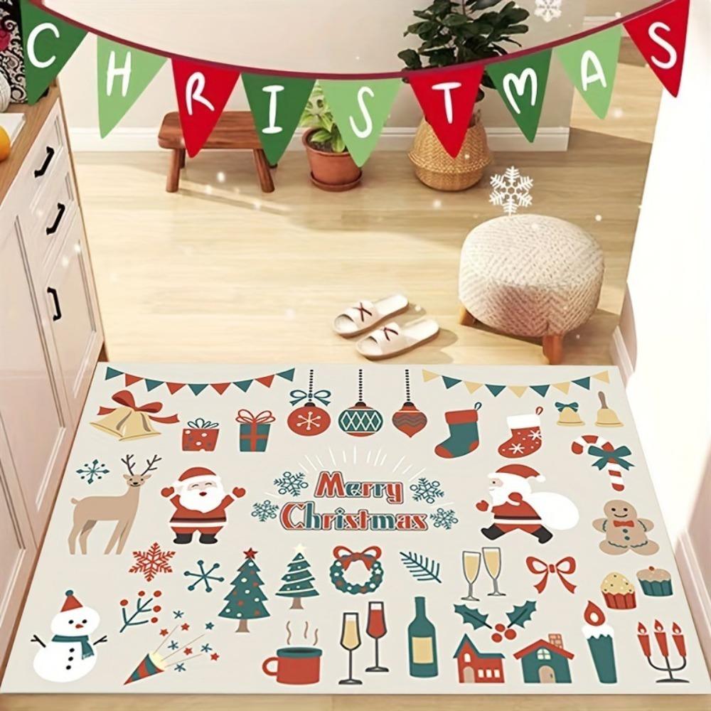 

Anti Slip Entrance Doormat Square Bath Rug New Christmas Floor Mat Party Decor F
