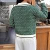 2026 Fresh Style Contrasting Color Polo-neck Half-Closed Loose Sweater