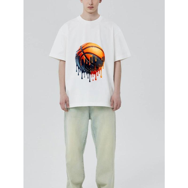 Black T Shirt with Basketball Drip Design for Casual Wear