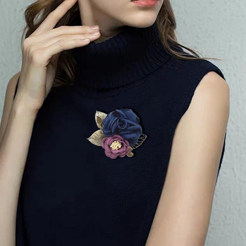 1Pc Botanical Pins Casual Mother's Day Gift Fashionable Party Accessories Women Rose Flower Brooches Fabric