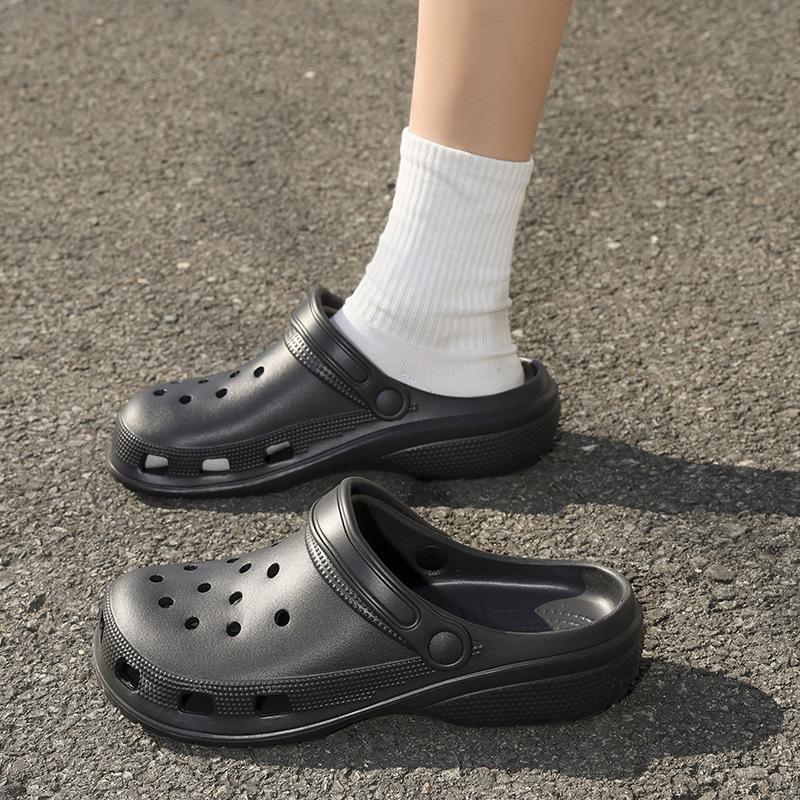 Men's Plus Size Fashion Casual 2-Way Closed Toe Slippers Outdoor Wear High Elastic Thick Sole Beach Shoes