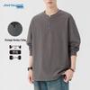 Jeanswest Men's Pure Cotton Loose Fit Long Sleeve Henley Top