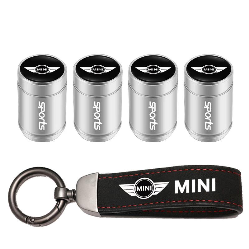 Car Tire Wheel Valve Caps Cover Suede Car Key Chain Ring Keychain For MINI WORKS One Cooper JCW R60 R59 R58 R57 R56 R55 R53 R52+