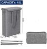 "Foldable 45L Narrow Laundry Basket for Bedroom Storage"