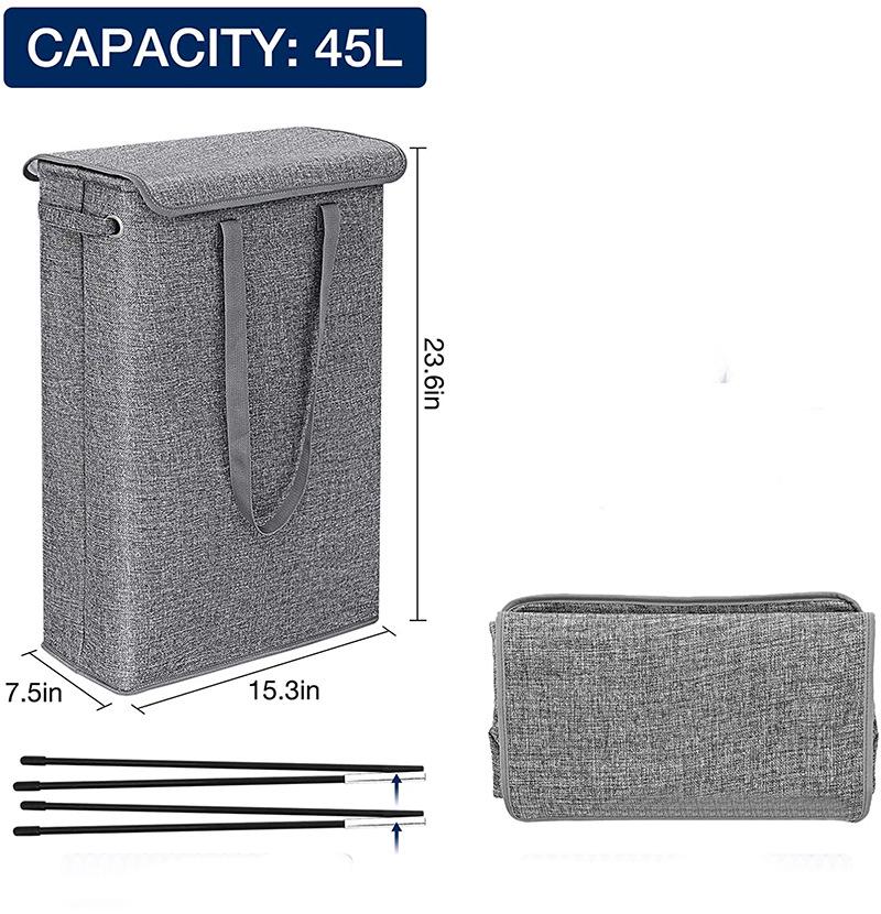 "Foldable 45L Narrow Laundry Basket for Bedroom Storage"