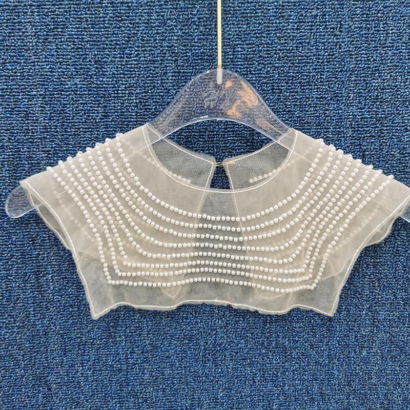Girl Hollow Mesh Collar With Artificial Pearls And Rhinestone Decor Gift For